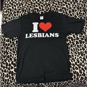Black and red “I love lesbians” T-shirt